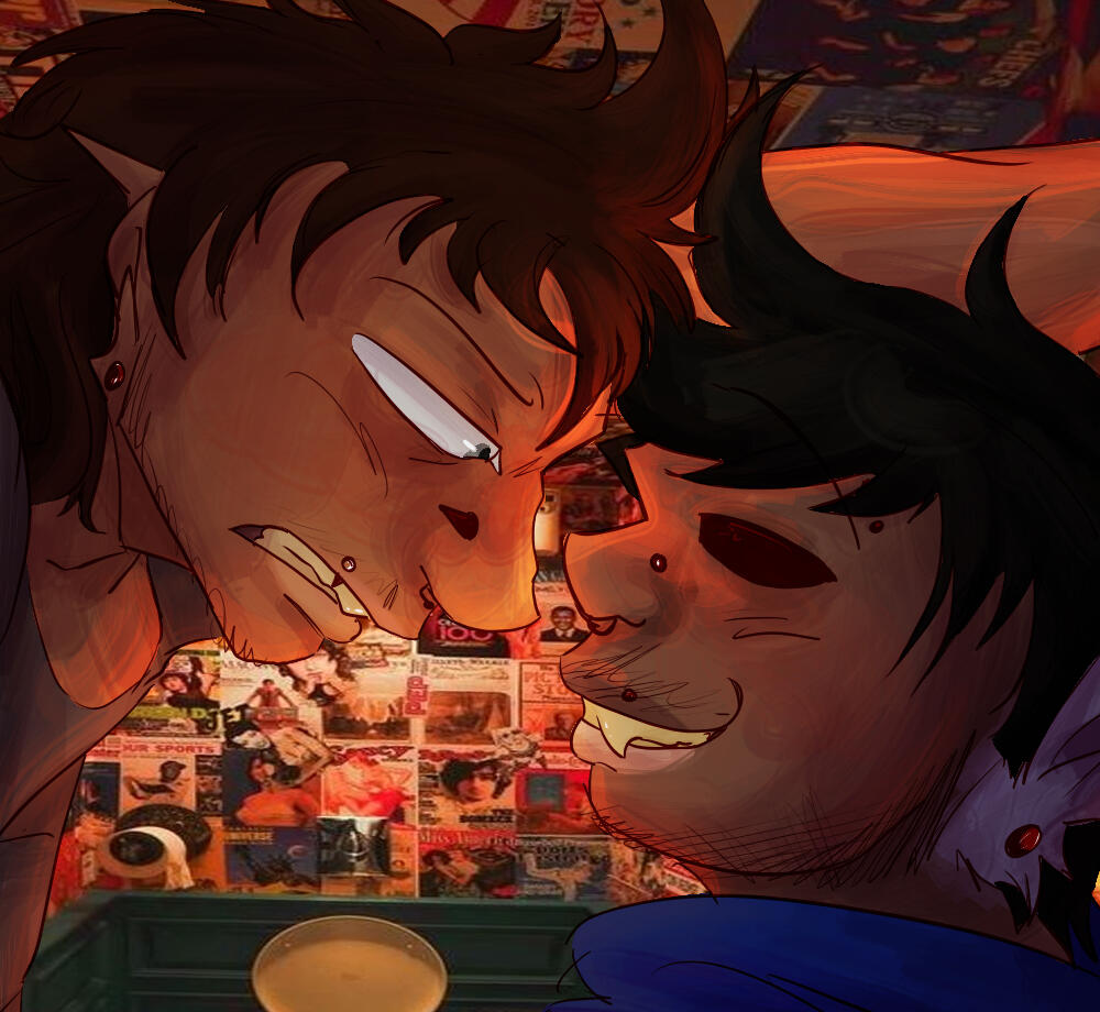 solid and recent example of my style with humans and shading/rendering. characters are tom and tord.